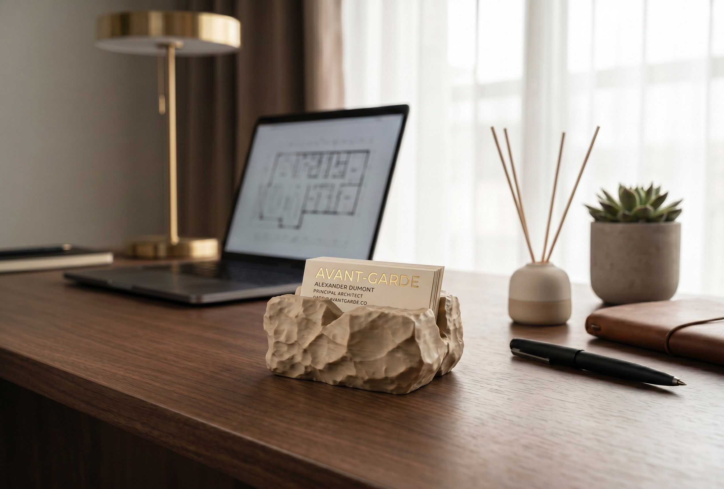 „Rock-Solid Business“ Card Holder commercial STL file Desk Accessories by Deltaprints