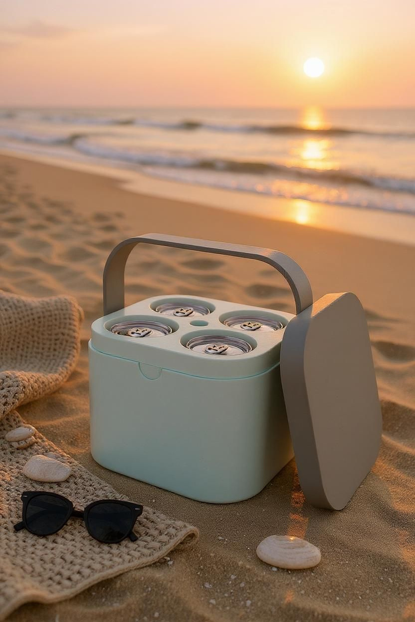 Freezable Can Carrier ChillBuddy – Portable 3D-printed 4-Drink Cooler commercial STL file Useful Things by Deltaprints
