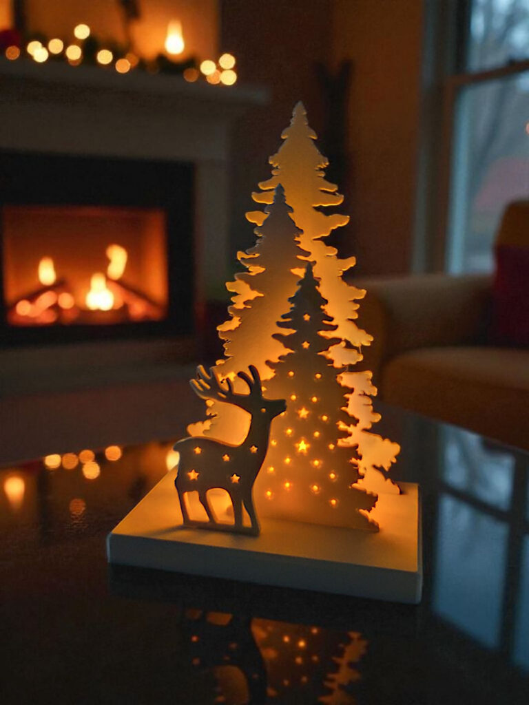Christmas Decor Scene with LED tealight holder – commercial STL model for 3D printing by Deltaprints