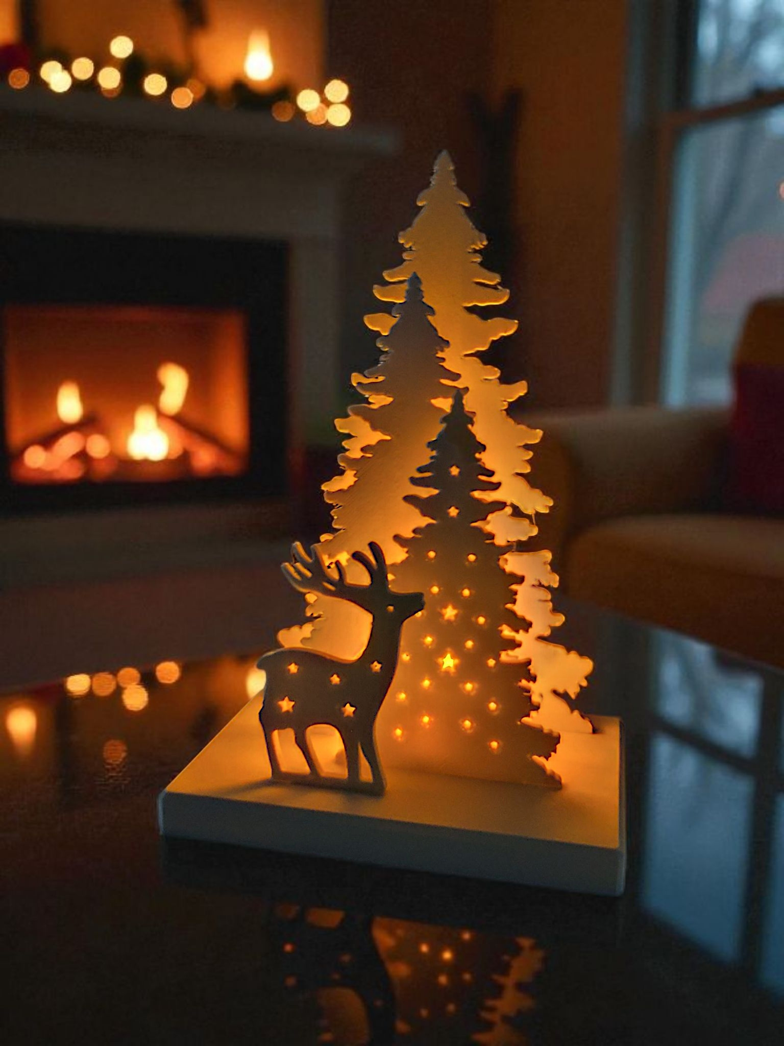 Christmas Decor Scene with LED tealight holder commercial STL file Desk Accessories by Deltaprints
