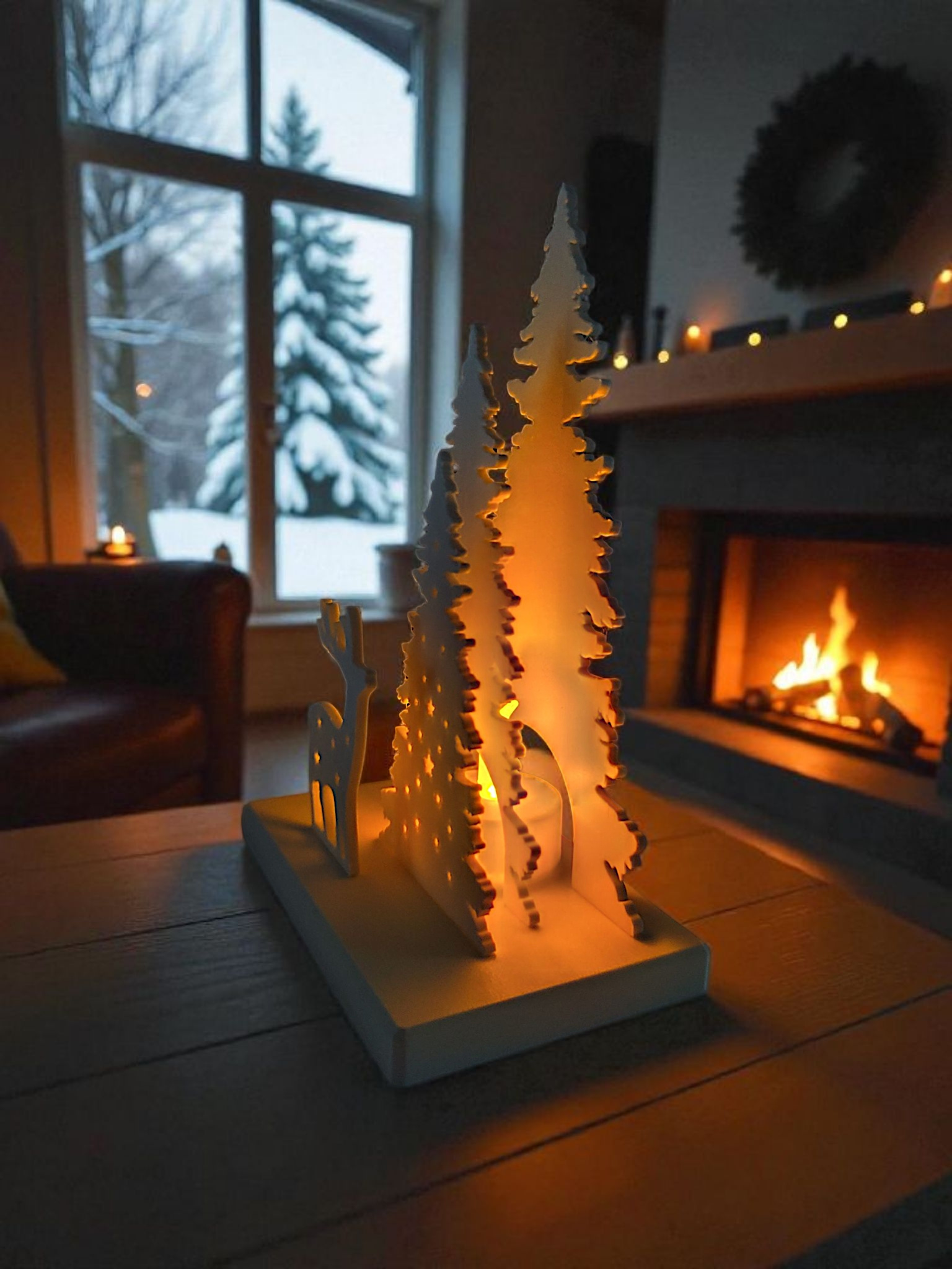 Christmas Decor Scene with LED tealight holder 3D print product image 3 by Deltaprints