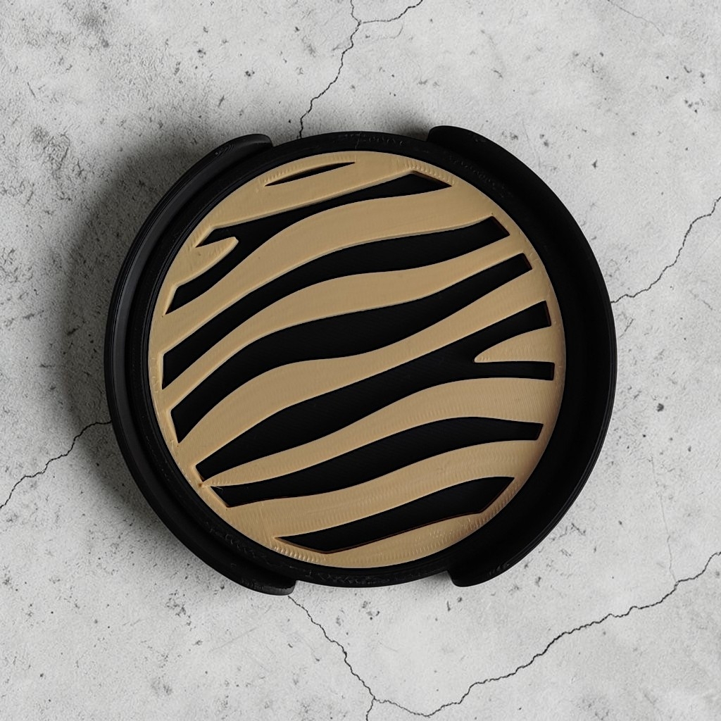 Coaster set with zebra texture 3D print product image 4 by Deltaprints