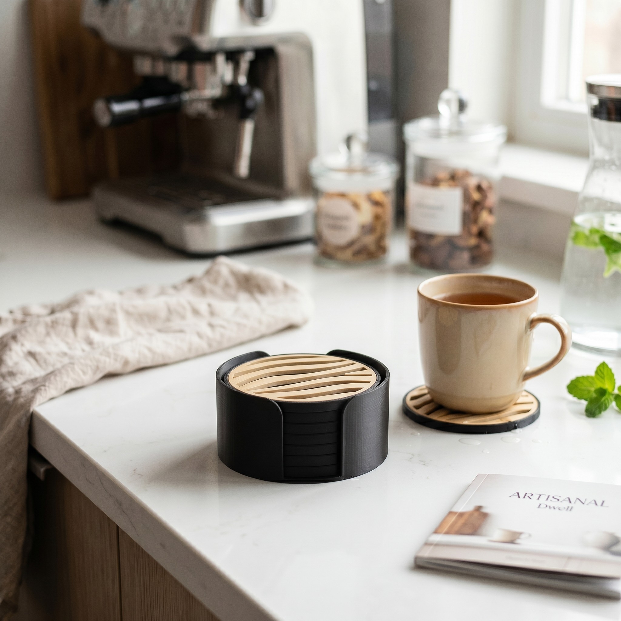 Coaster set with zebra texture 3D print product image 2 by Deltaprints