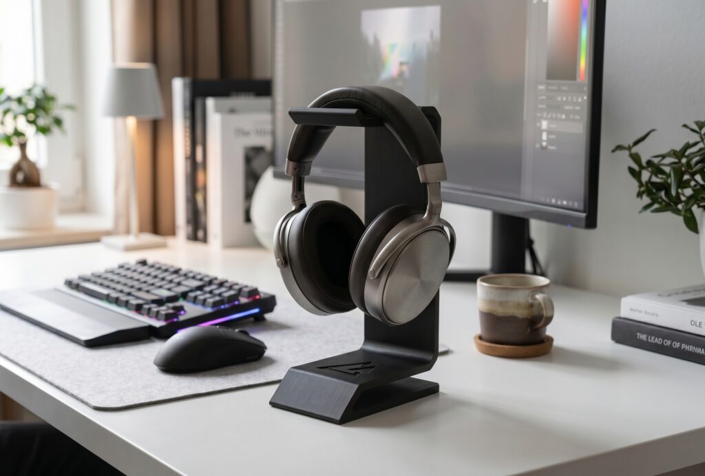 „Delta“ Headphone Stand – Stealth Look – commercial STL model for 3D printing by Deltaprints