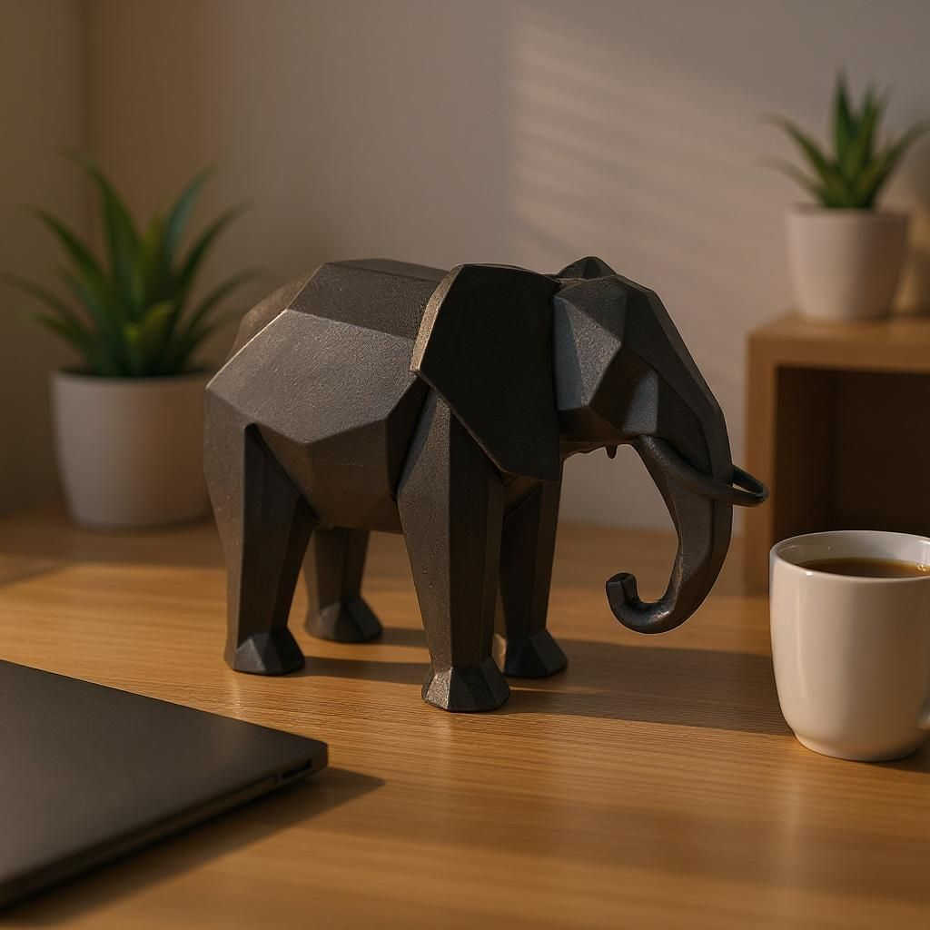 Sculpture #25 – Modern Minimalist Low Poly Elephant Statue 3D print product image 2 by Deltaprints