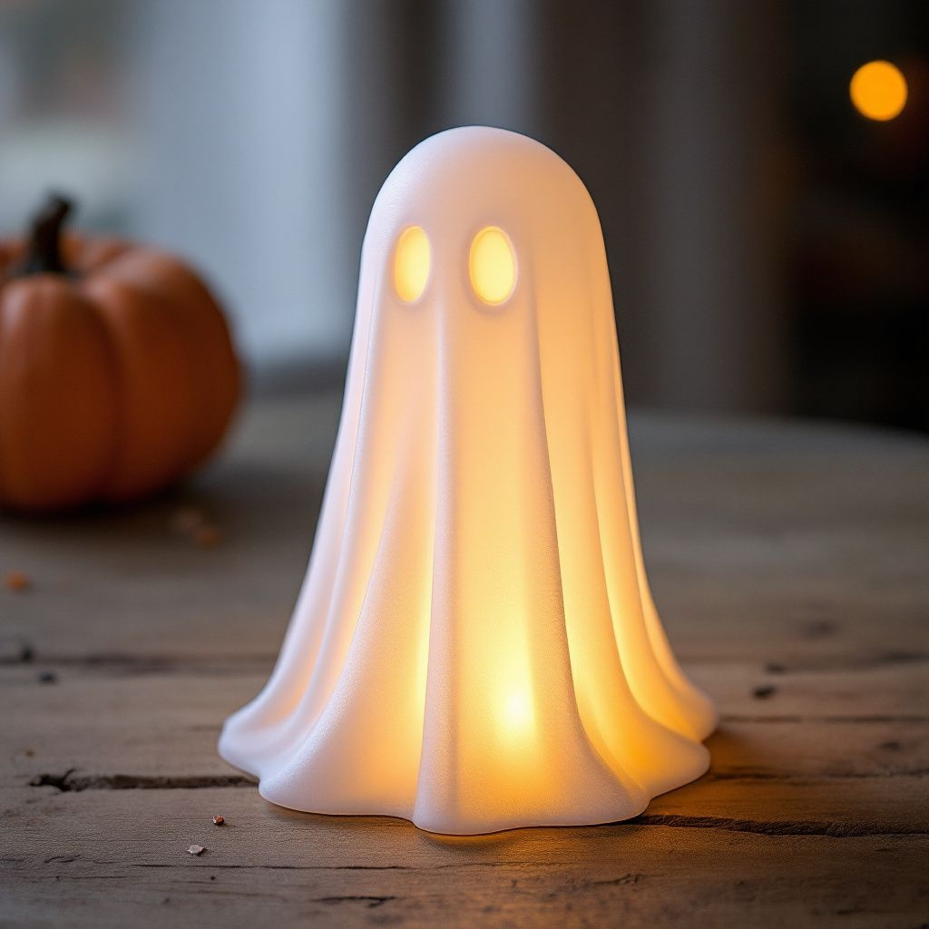 Cute little Halloween ghost (LED tealight compatible) commercial STL file Desk Accessories by Deltaprints