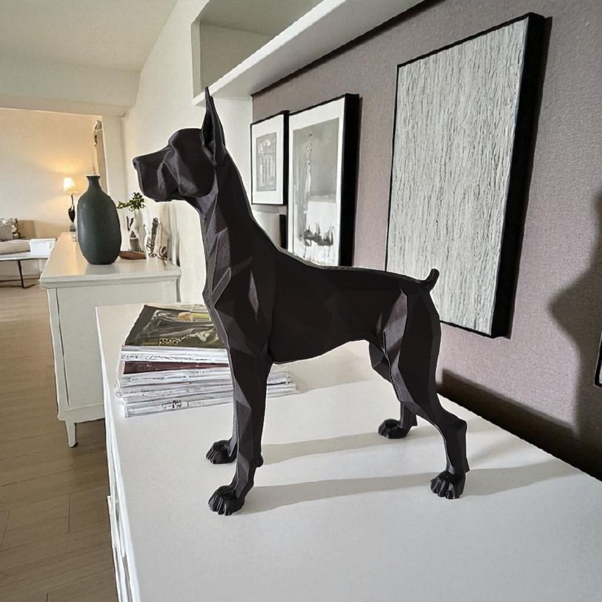 Sculpture #36 – Guarding Low Poly Great Dane commercial STL file Sculptures by Deltaprints