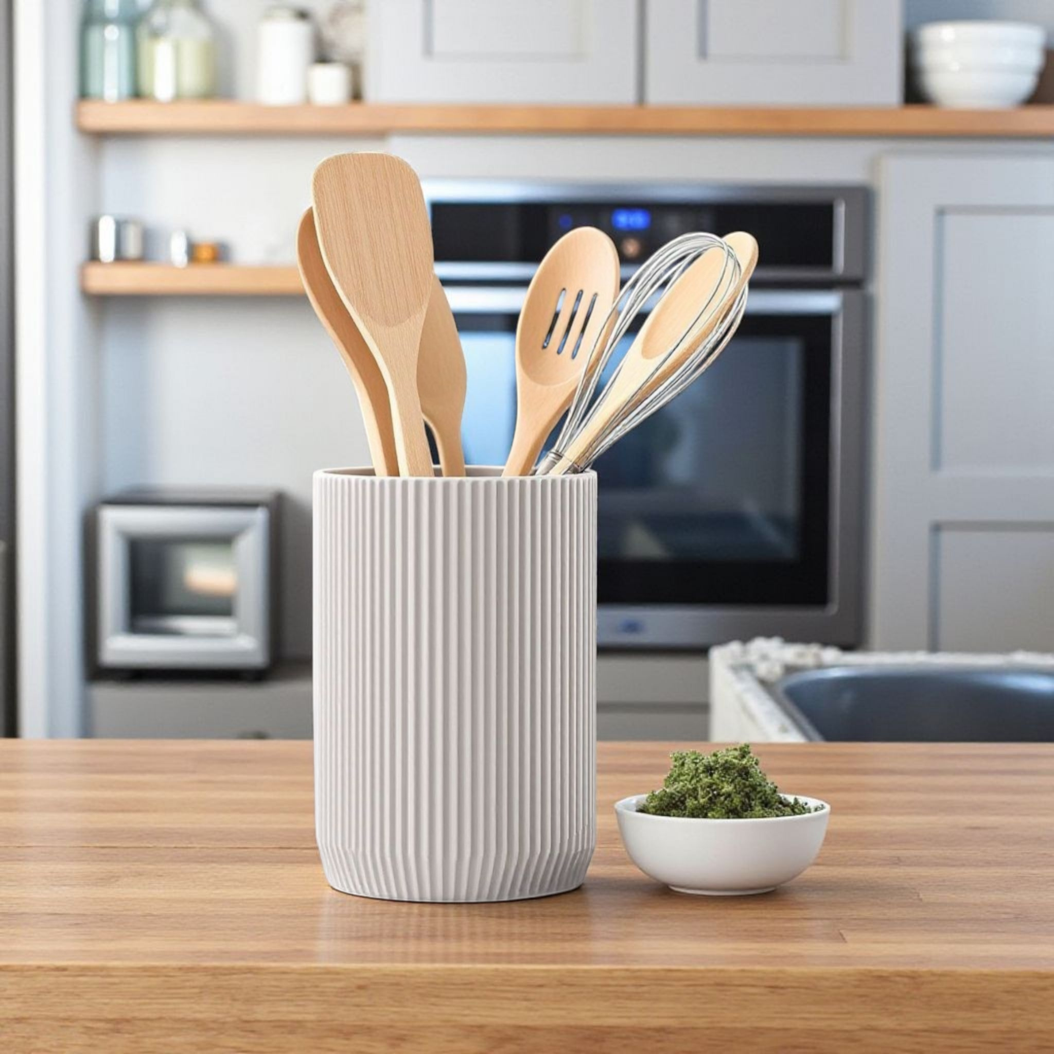 Modern ribbed kitchen utensil holder commercial STL file Kitchen Accessories by Deltaprints
