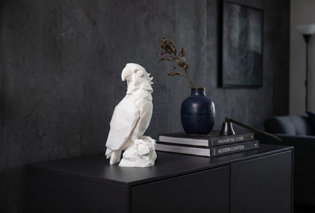 Sculpture #60 – Low Poly Parrot – commercial STL model for 3D printing by Deltaprints