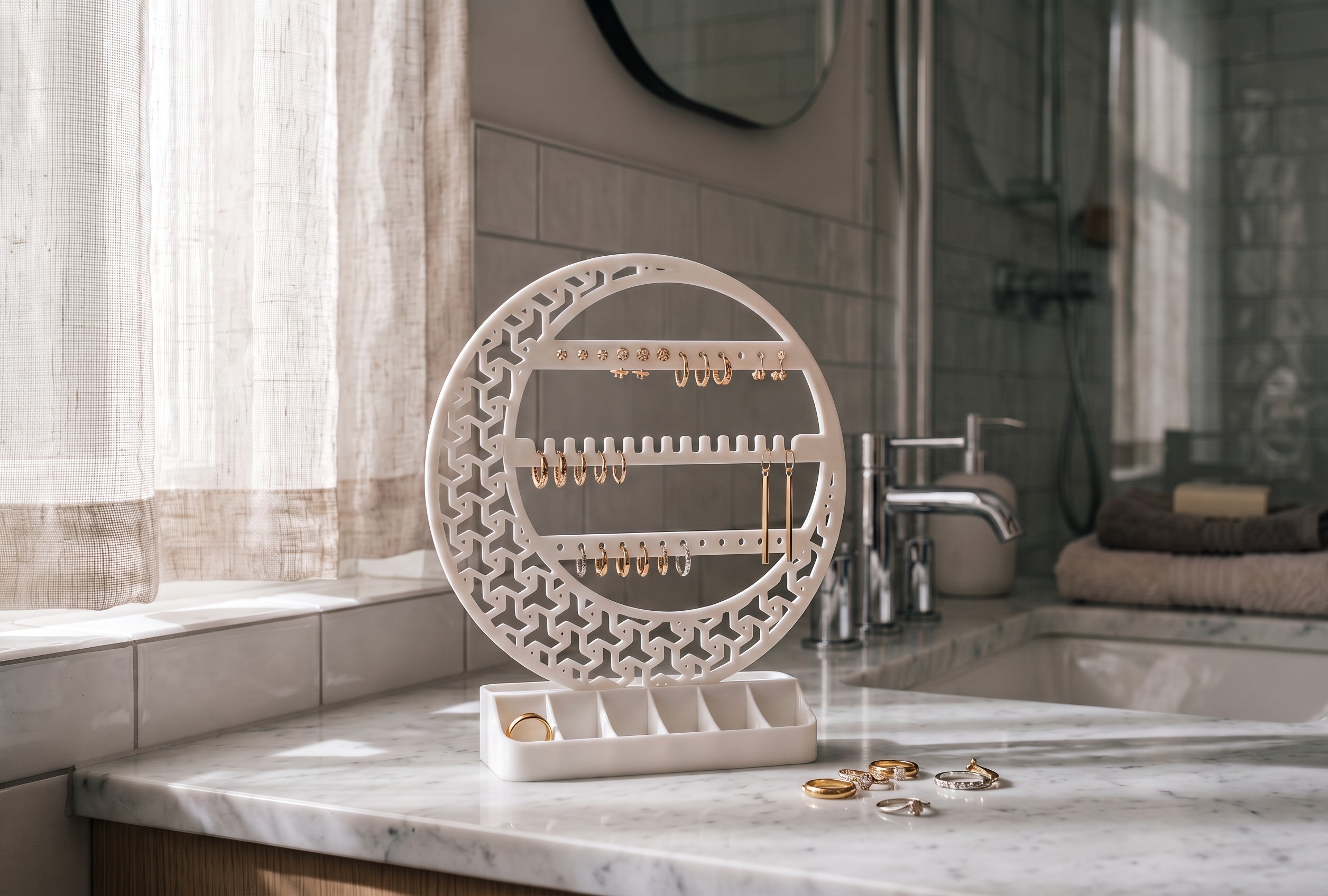 Crescent Moon Jewelry Organizer – commercial STL model for 3D printing by Deltaprints