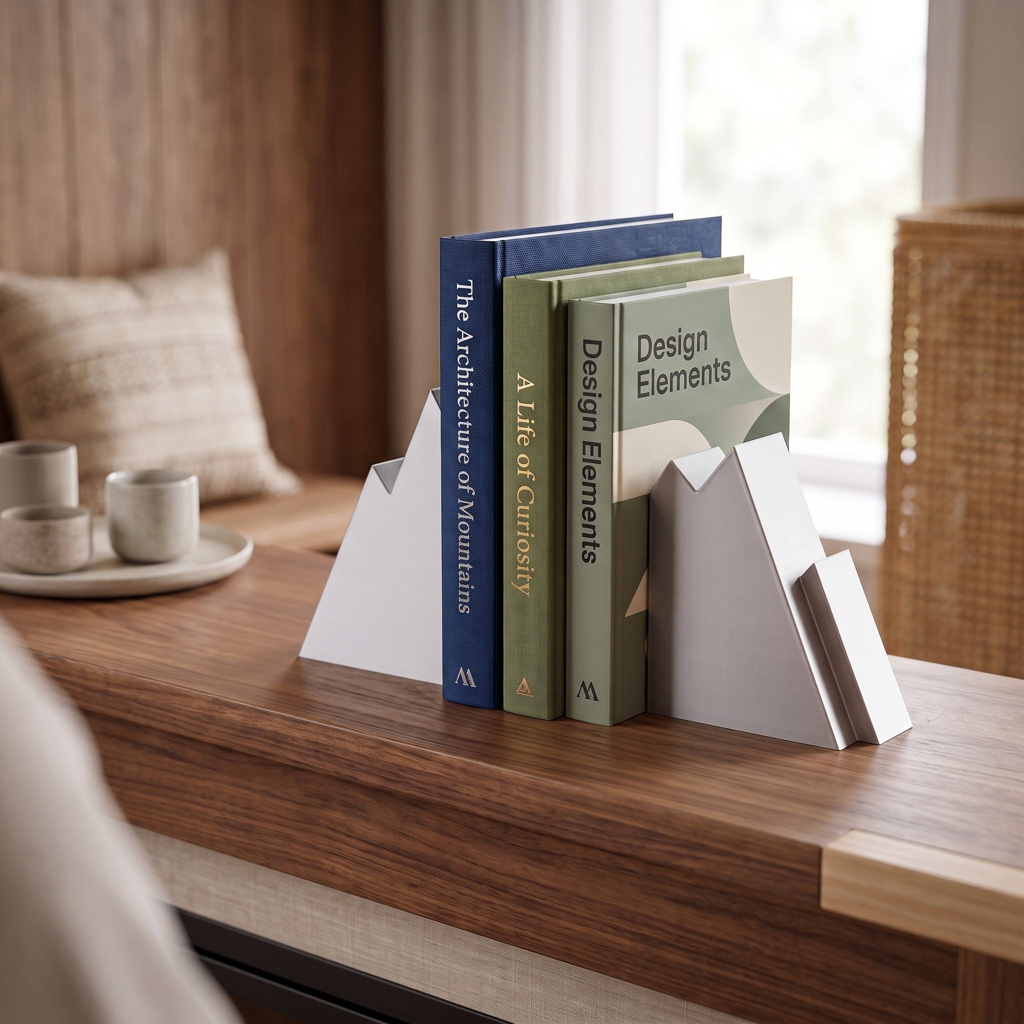 Minimalist Mountain Bookend Duo 3D print product image 4 by Deltaprints