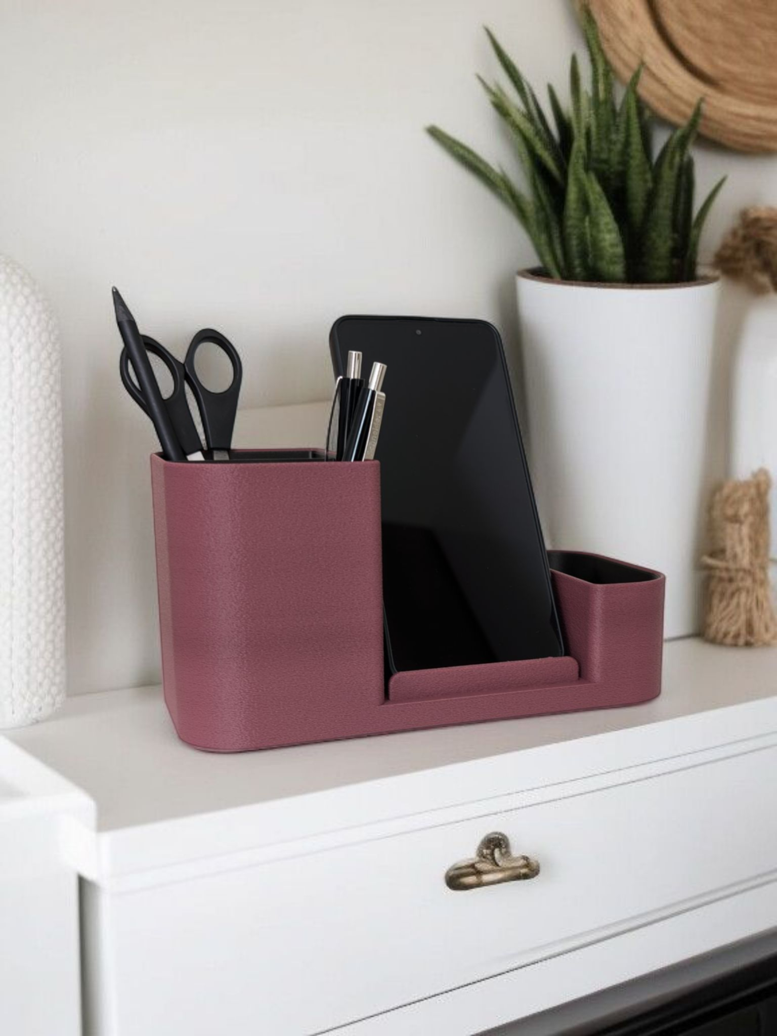 Office Organizer with integrated Smartphone Holder 3D print product image 2 by Deltaprints