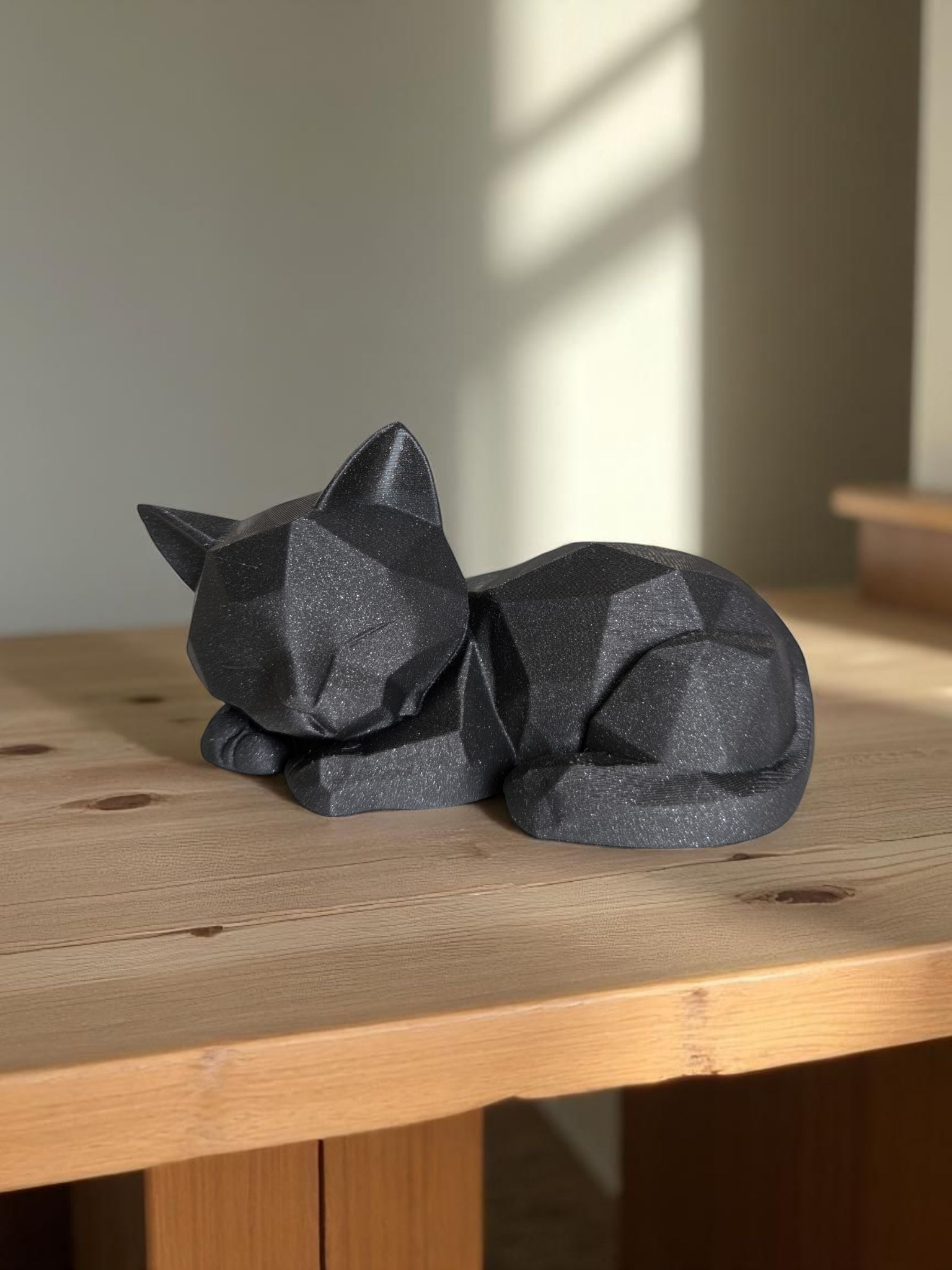 Sculpture #27 – Cute Sleeping Low Poly Kitten 3D print product image 3 by Deltaprints