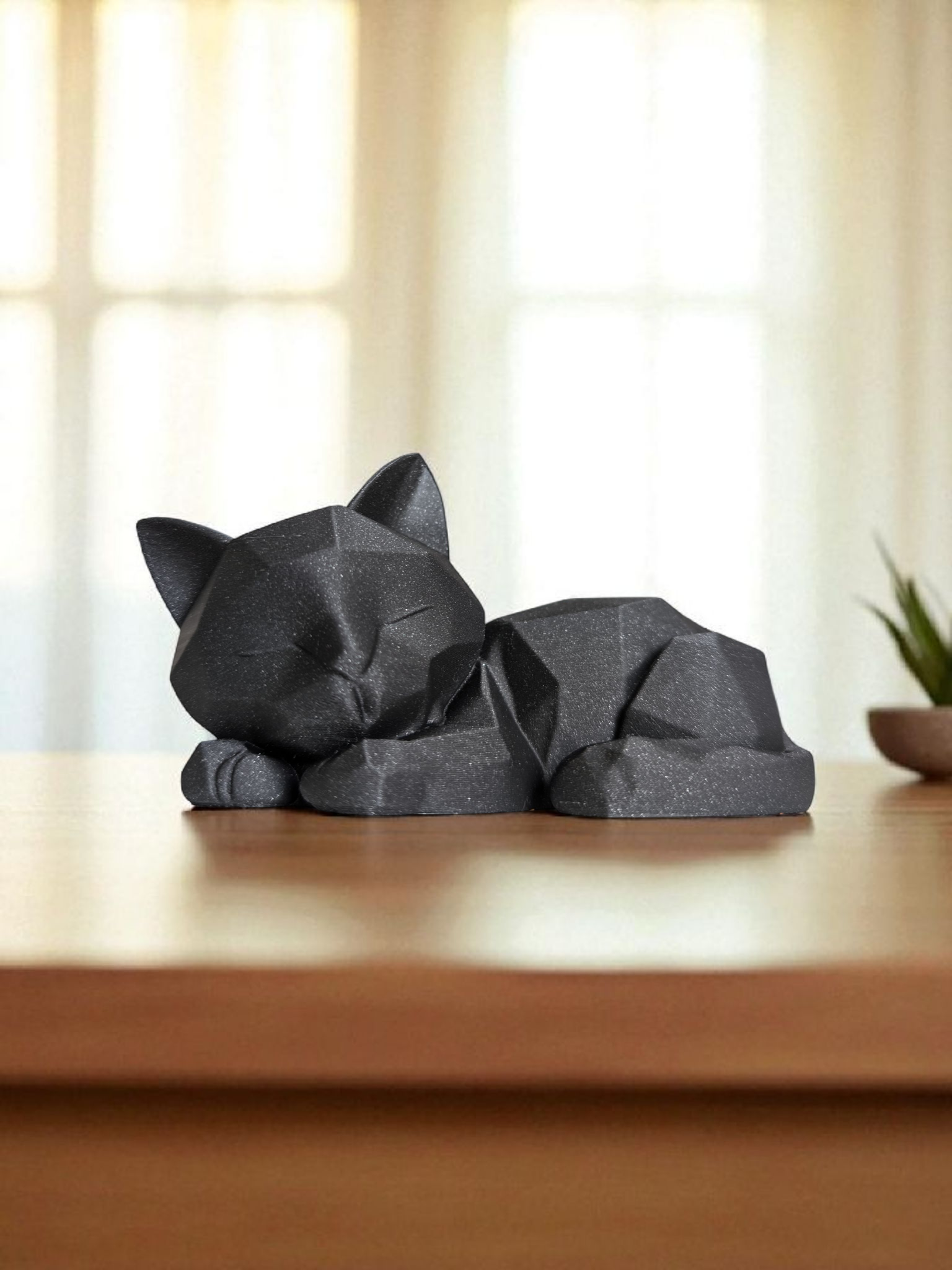 Sculpture #27 – Cute Sleeping Low Poly Kitten 3D print product image 2 by Deltaprints