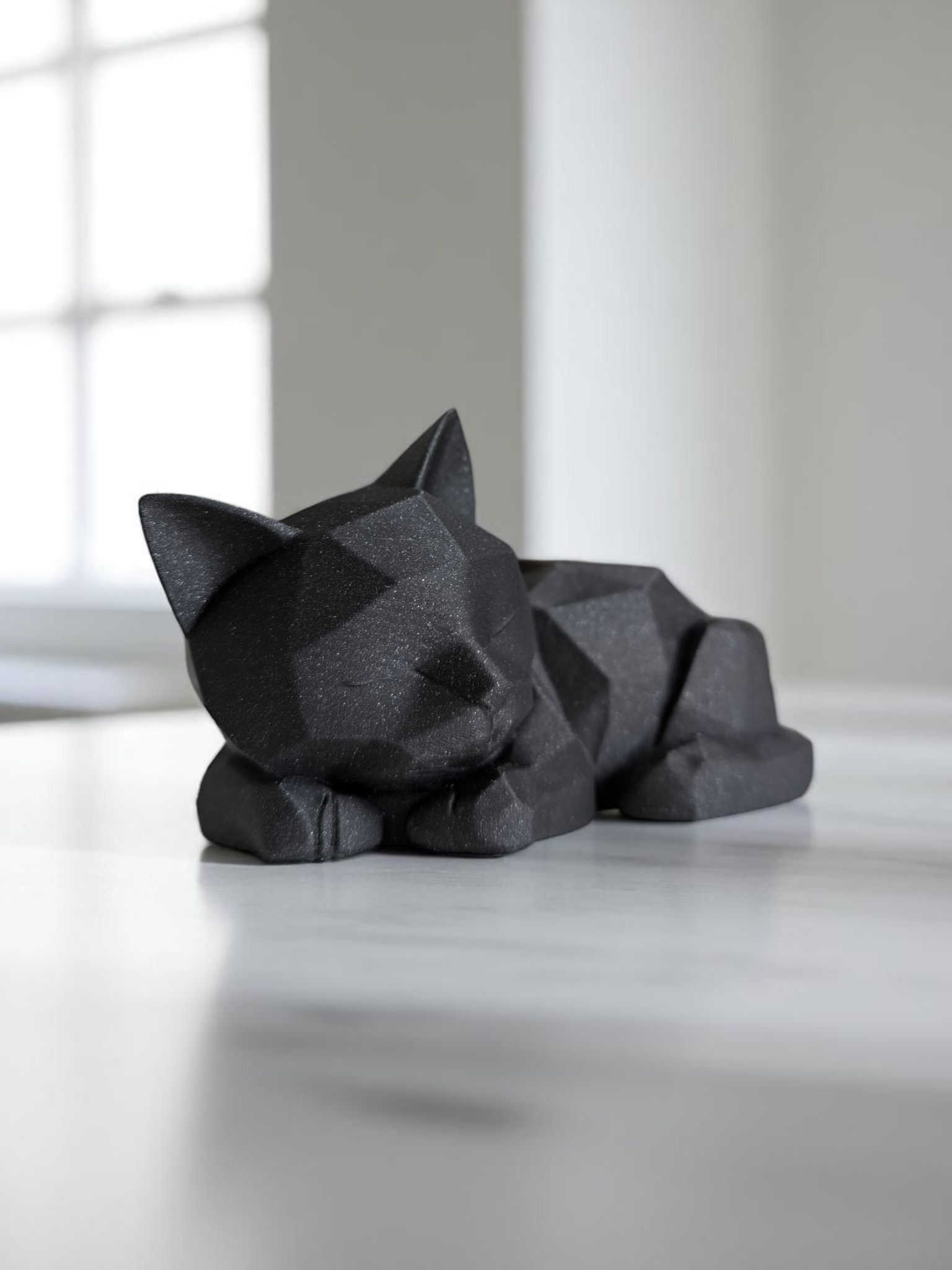 Sculpture #27 – Cute Sleeping Low Poly Kitten 3D print product image 4 by Deltaprints