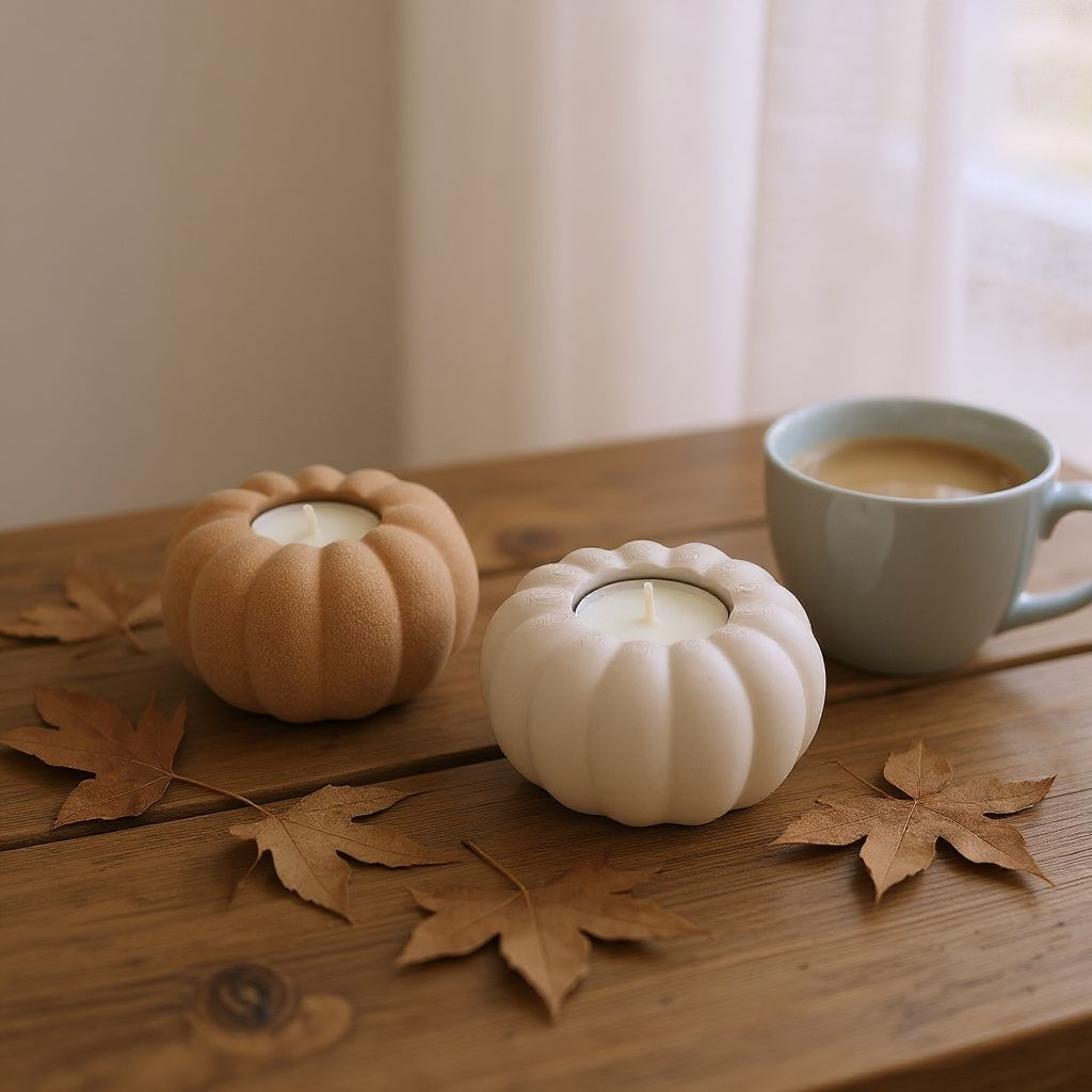 Autumn Pumpkin Tealight Holders 3D print product image 2 by Deltaprints