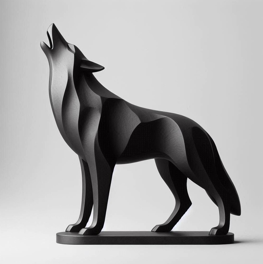 Sculpture #20 – Minimalist Howling Wolf – Standing commercial STL file Sculptures by Deltaprints
