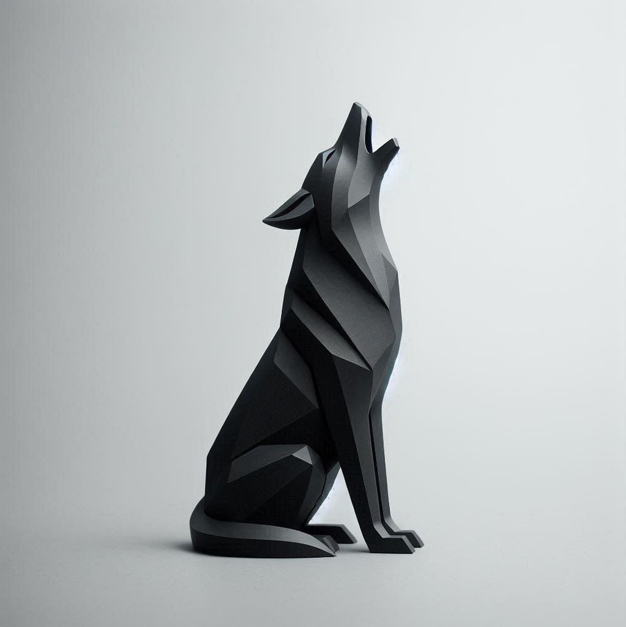 Sculpture #19 – Minimalist Howling Wolf – Sitting commercial STL file Sculptures by Deltaprints