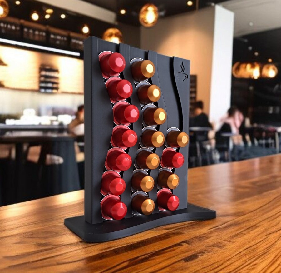 Wavy design Nespresso capsule holder – organizer – commercial STL model for 3D printing by Deltaprints
