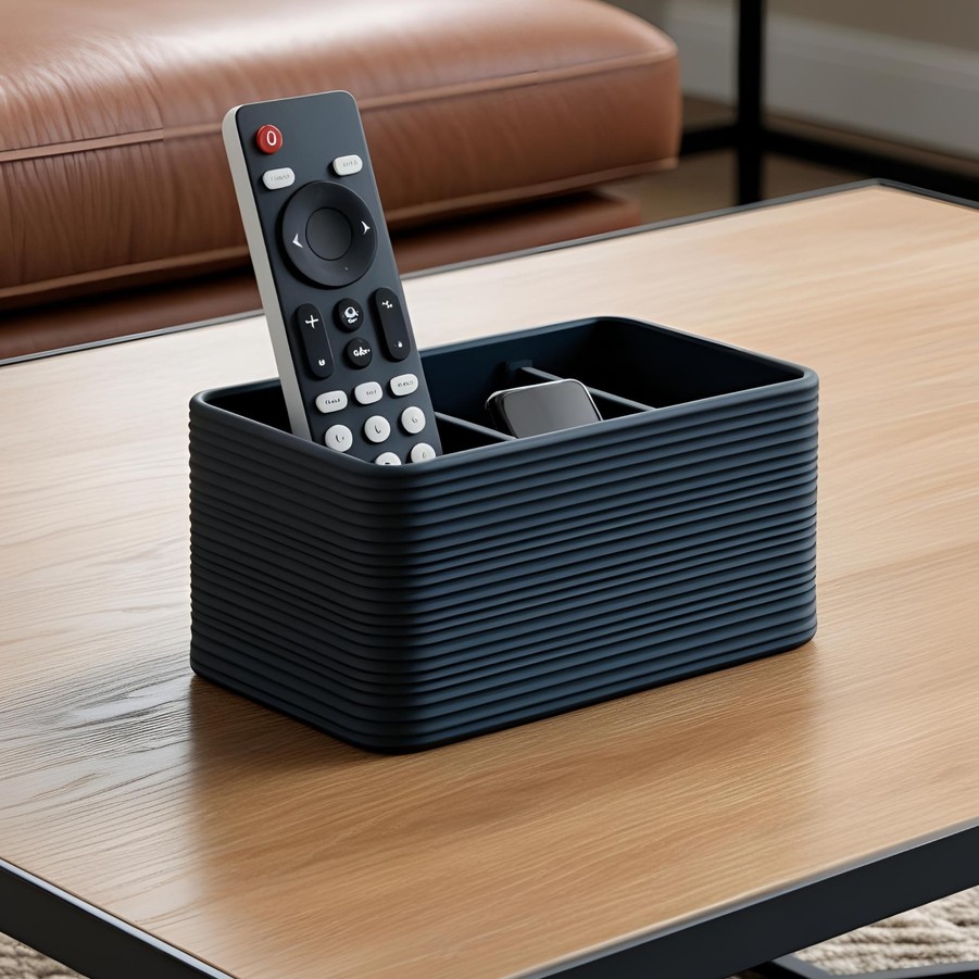 Ribbed Design Remote Control Holder, Remote Caddy – commercial STL model for 3D printing by Deltaprints