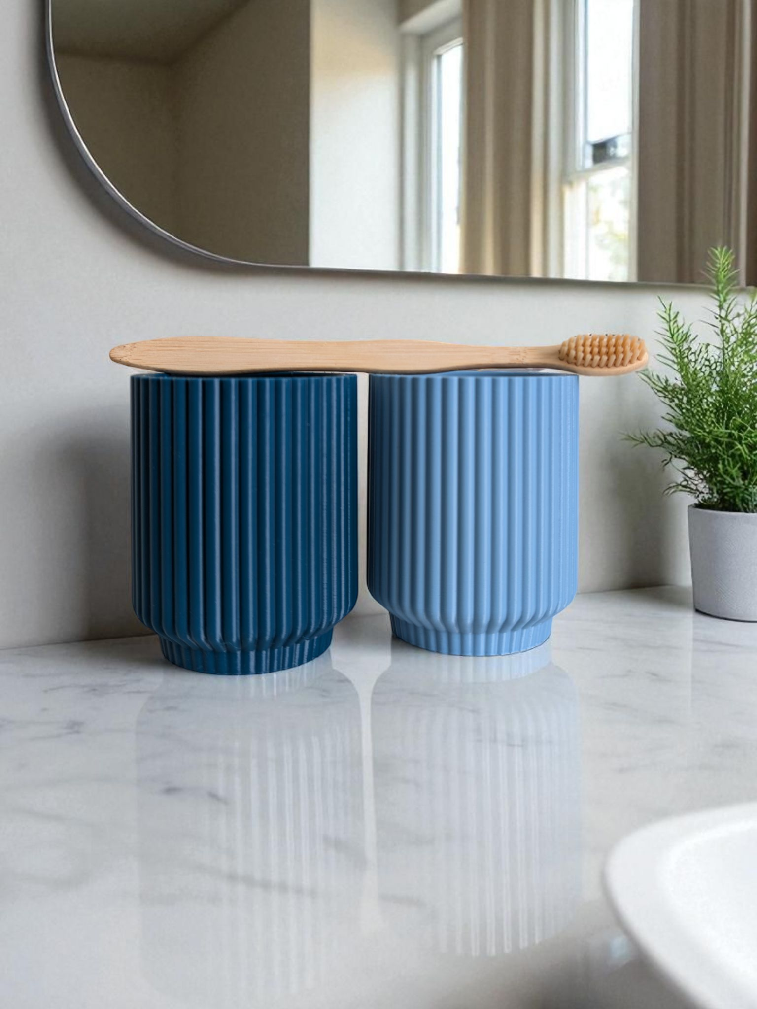 Ribbed Design Toothbrush Cups 3D print product image 4 by Deltaprints