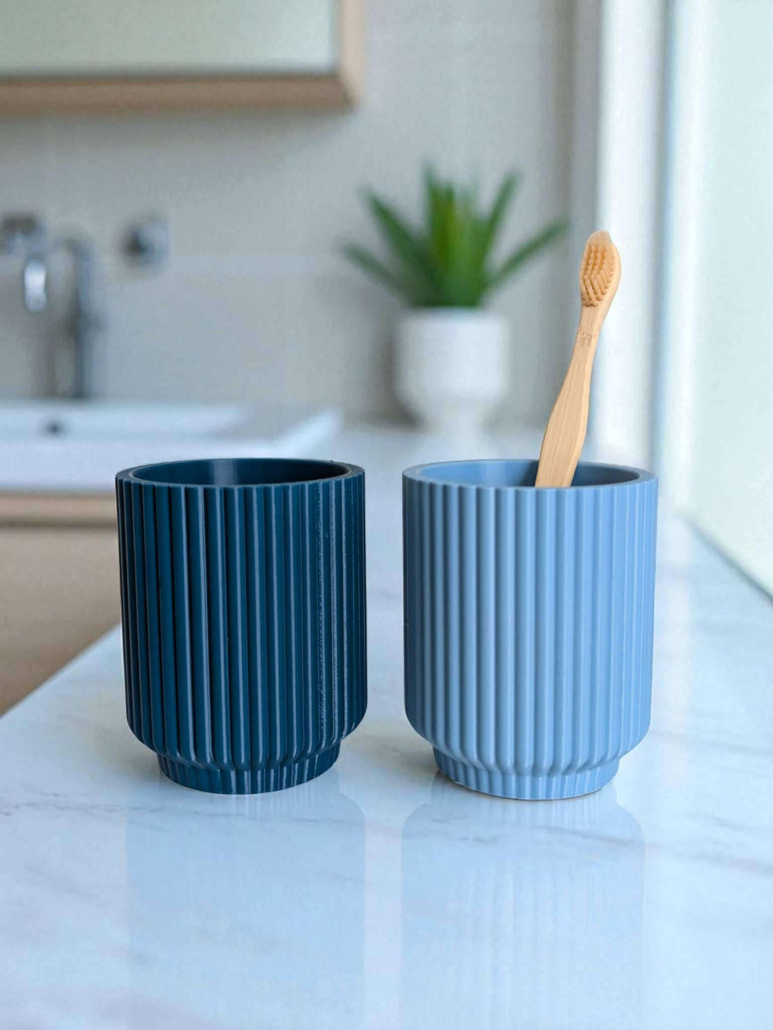 Ribbed Design Toothbrush Cups commercial STL file Bathroom Stuff by Deltaprints