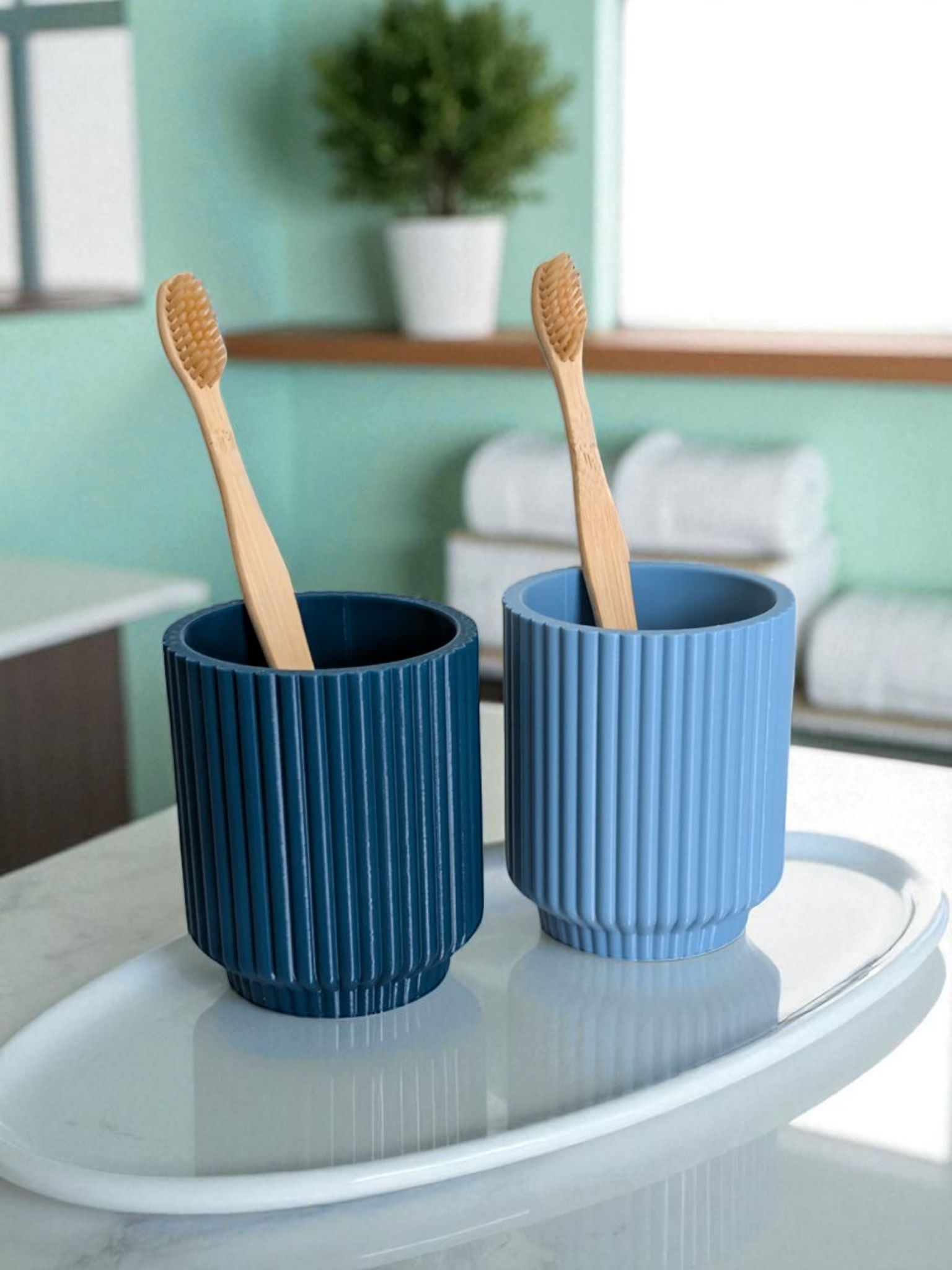 Ribbed Design Toothbrush Cups 3D print product image 3 by Deltaprints
