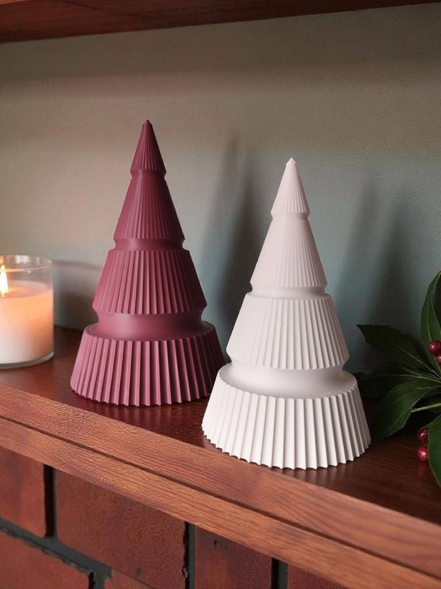 Minimalist modern ribbed Christmas tree duo 3D print product image 3 by Deltaprints