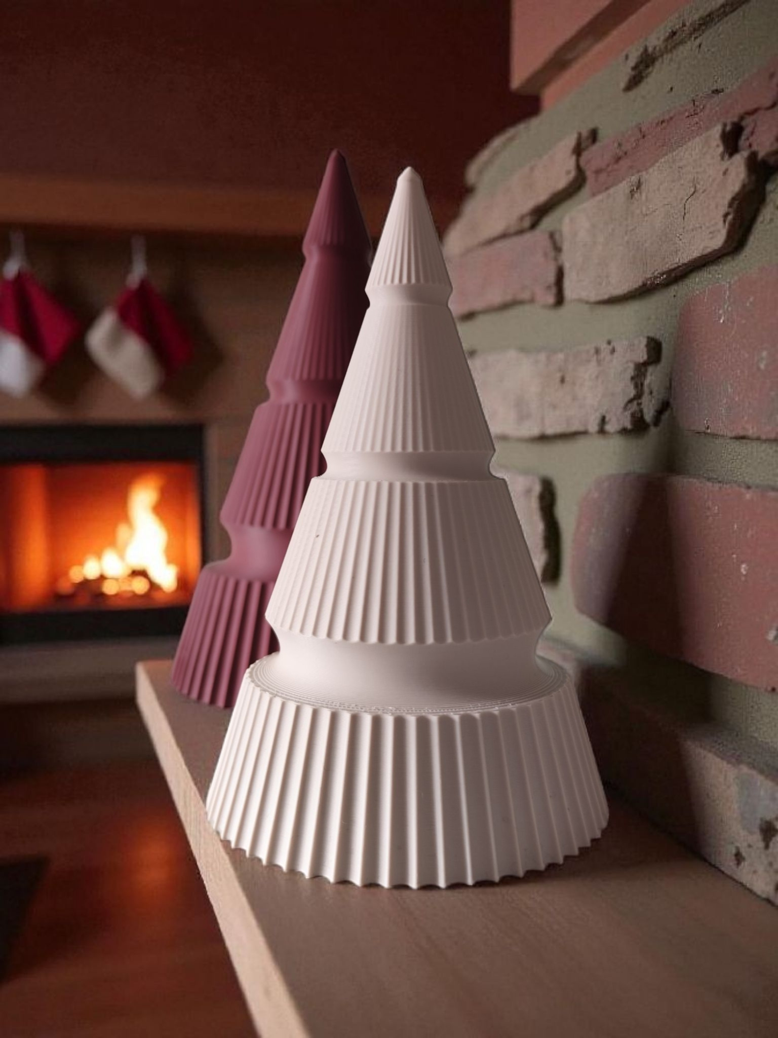 Minimalist modern ribbed Christmas tree duo 3D print product image 2 by Deltaprints
