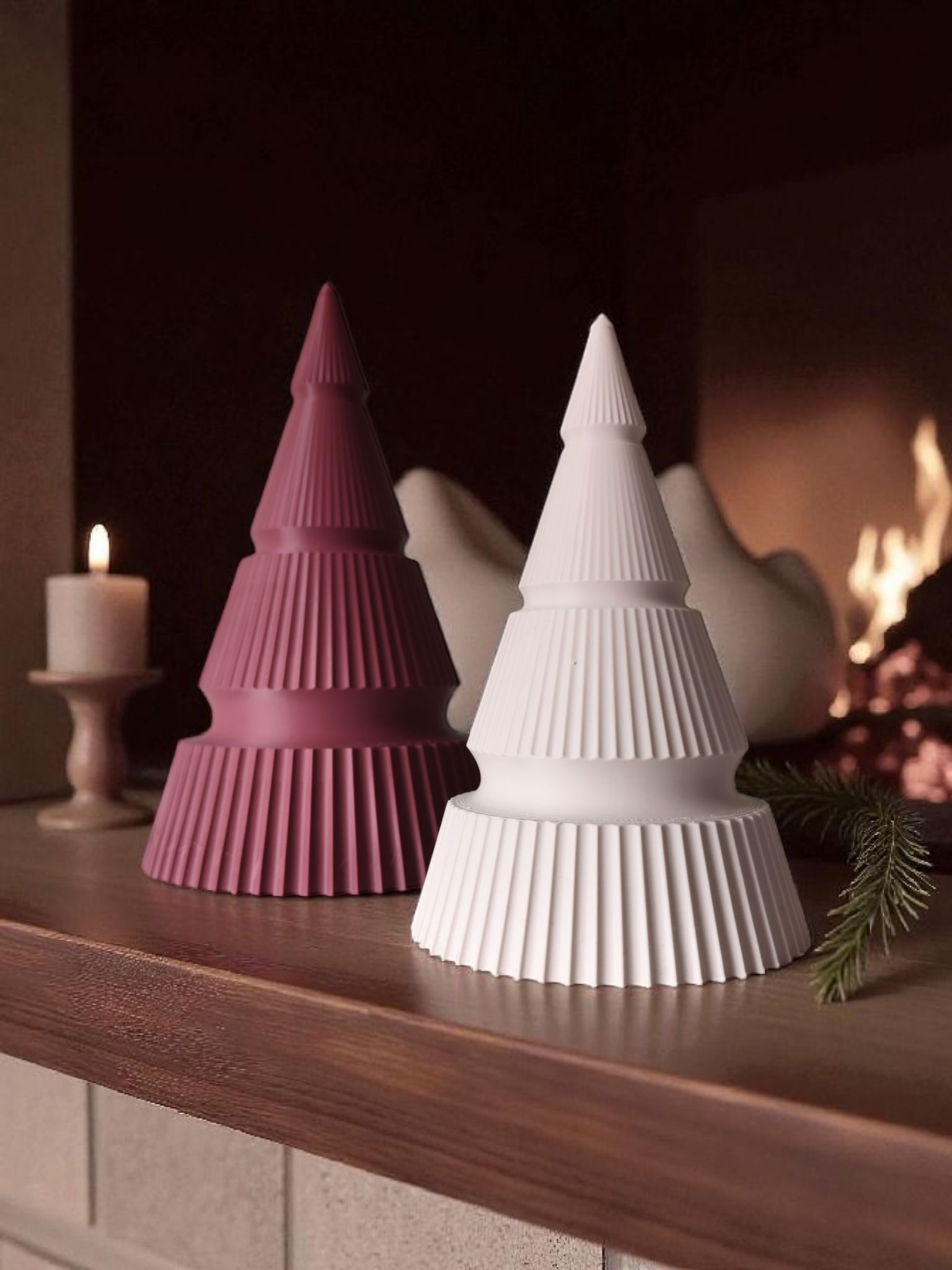 Minimalist modern ribbed Christmas tree duo commercial STL file Desk Accessories by Deltaprints