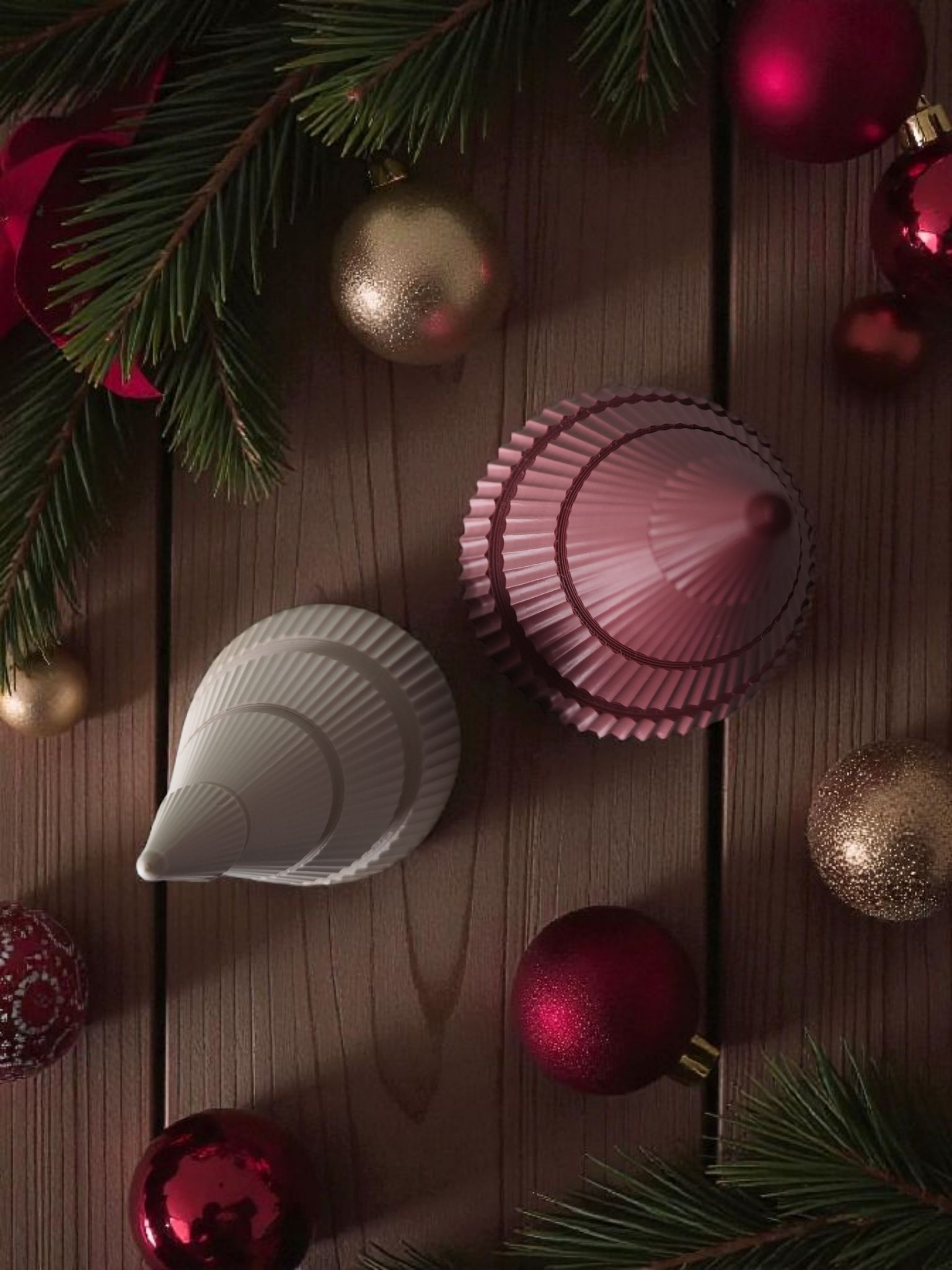 Minimalist modern ribbed Christmas tree duo 3D print product image 4 by Deltaprints