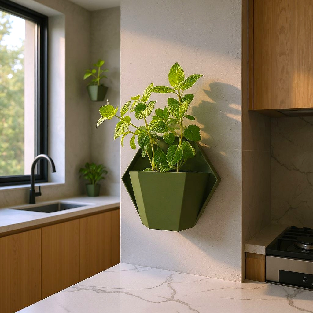 Geometric wall planter for herb gardens commercial STL file Plants & Planters by Deltaprints