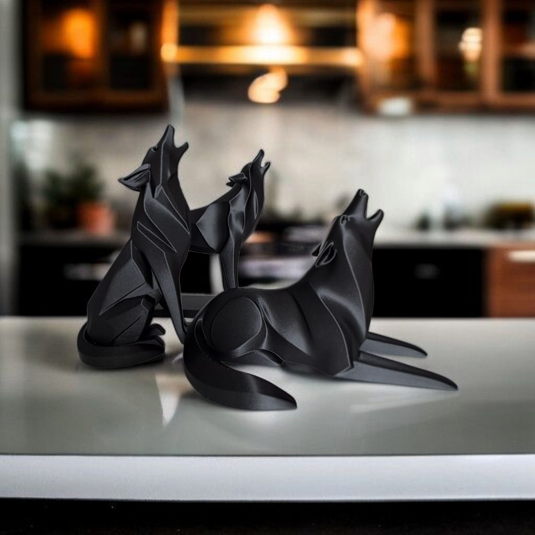Sculpture #20 – Minimalist Howling Wolf – Standing 3D print product image 3 by Deltaprints