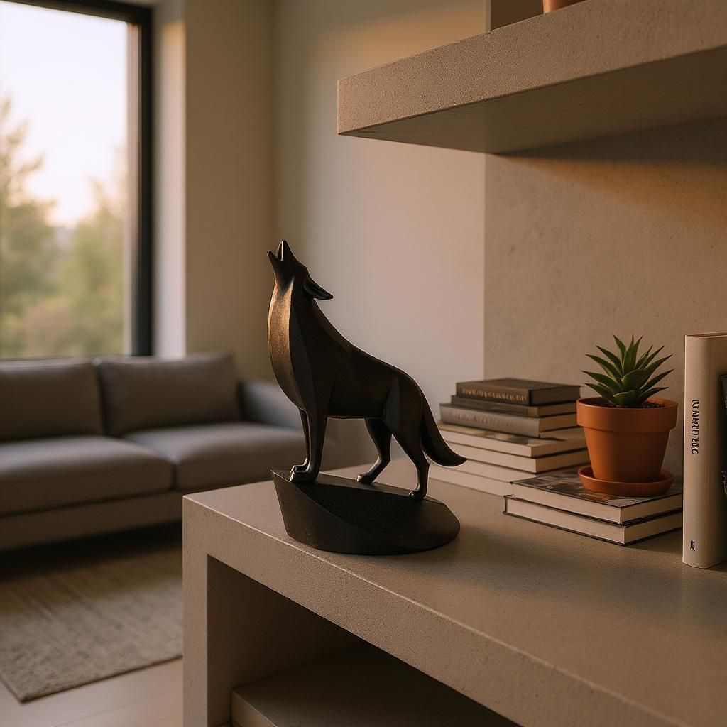 Sculpture #32 – Unique Minimalist Wolf on Pedestal commercial STL file Sculptures by Deltaprints