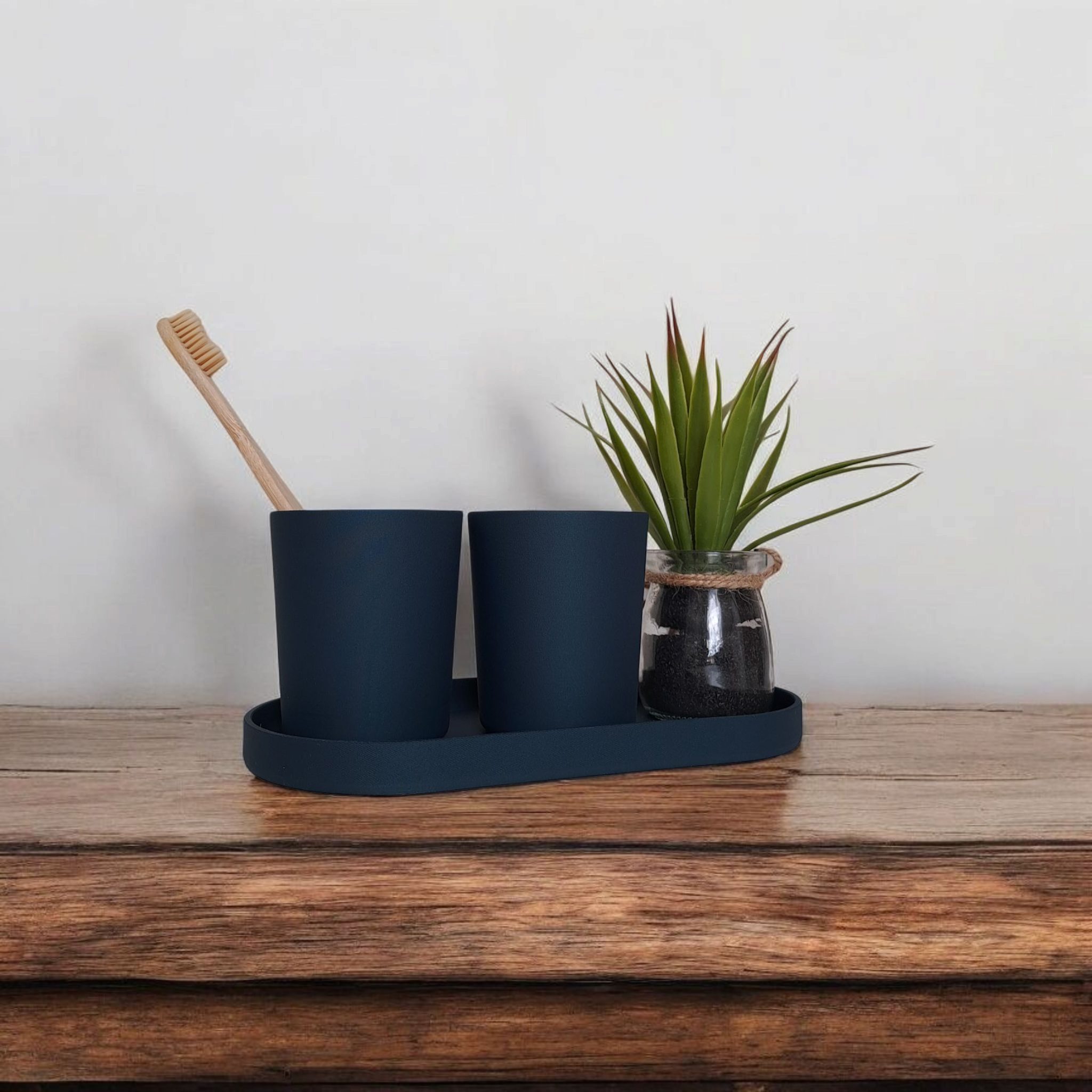 Minimalist Toothbrush Holder Set with Tray 3D print product image 3 by Deltaprints