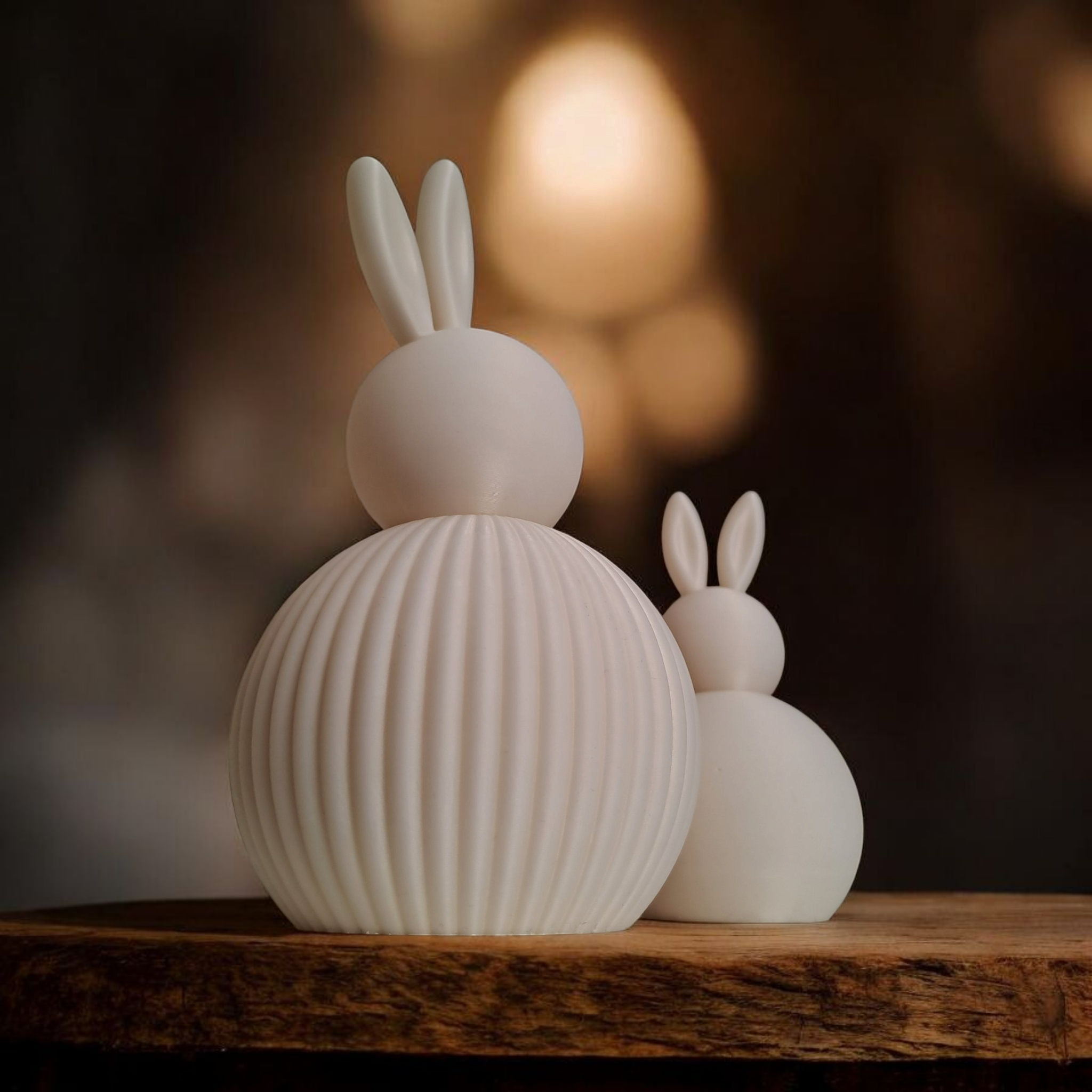 Modern Ribbed Easter Bunny Set 3D print product image 2 by Deltaprints