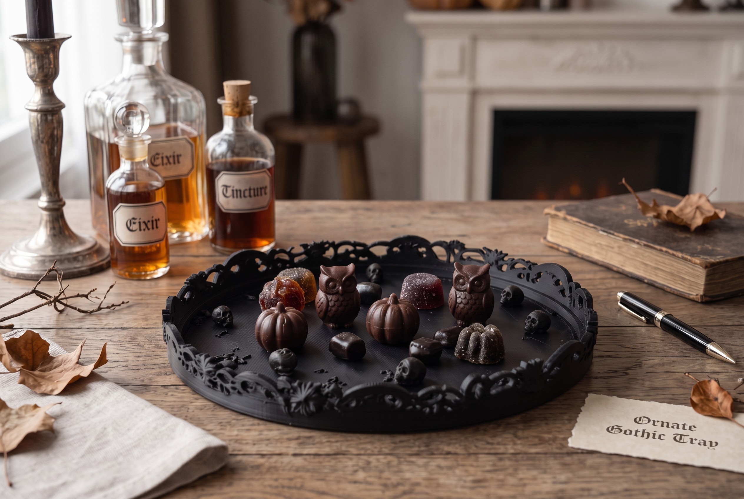 3D Printed Gothic-Style Tray commercial STL file Halloween by Deltaprints
