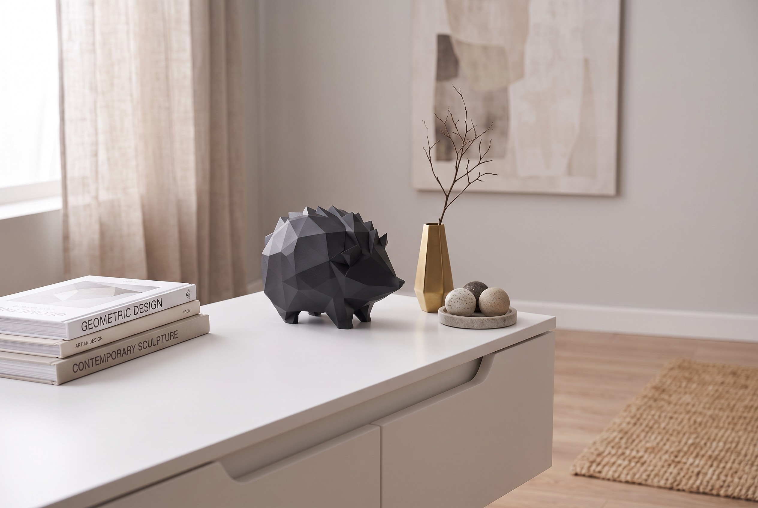 Sculpture #62 – Low-poly hedgehog commercial STL file Sculptures by Deltaprints