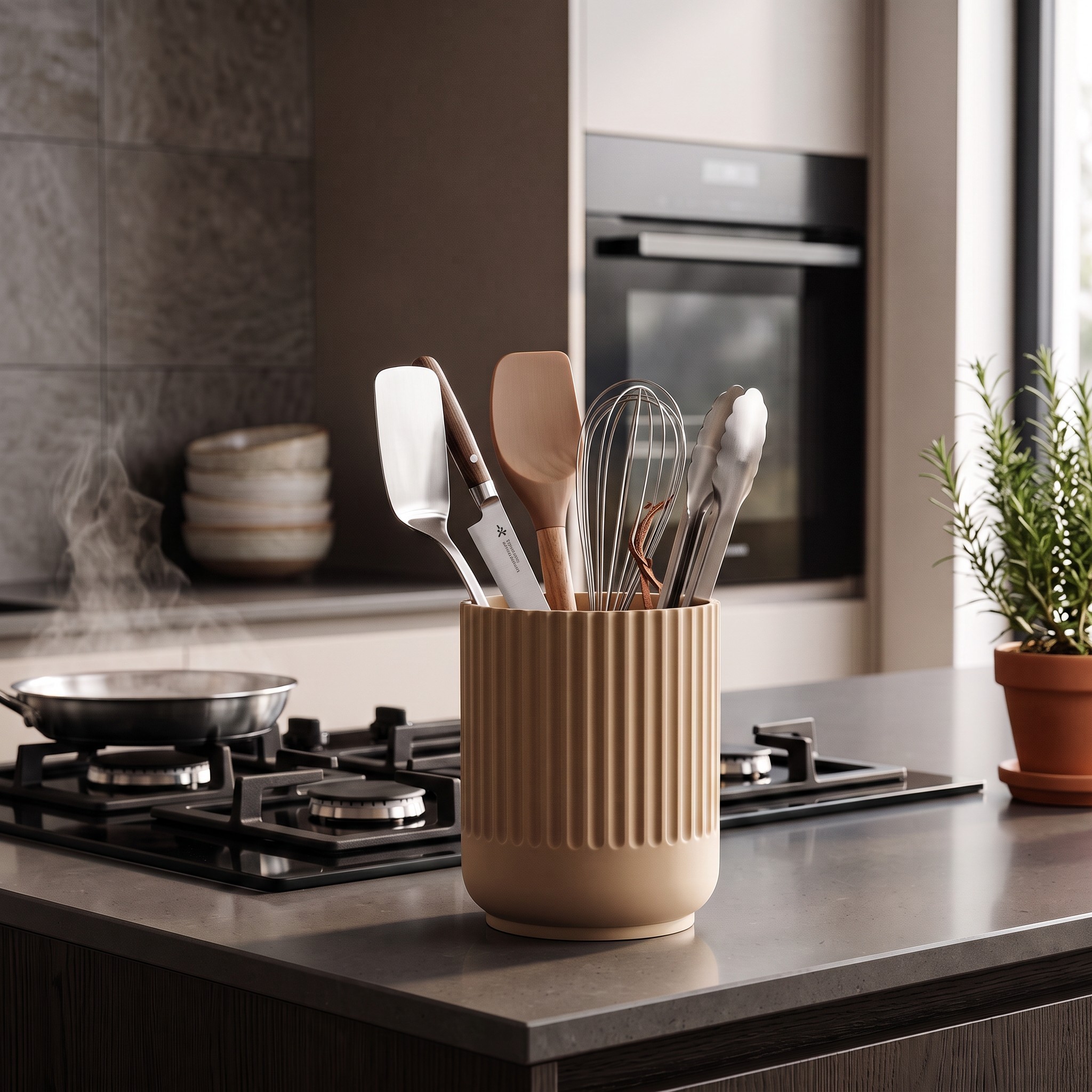 Japandi-style kitchen utensil holder 3D print product image 2 by Deltaprints