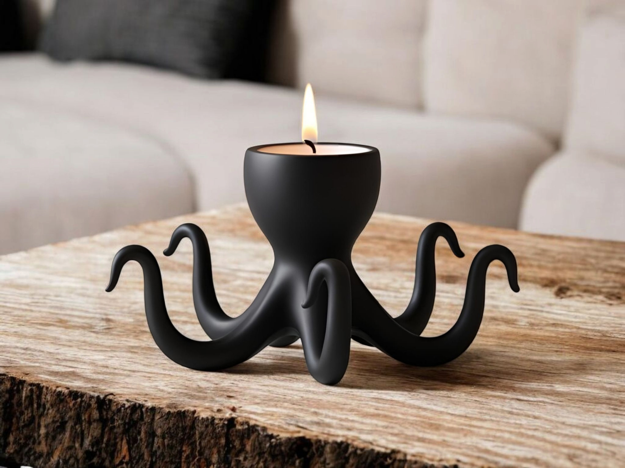 Minimalist Design Octopus Tealight Holder 3D print product image 3 by Deltaprints