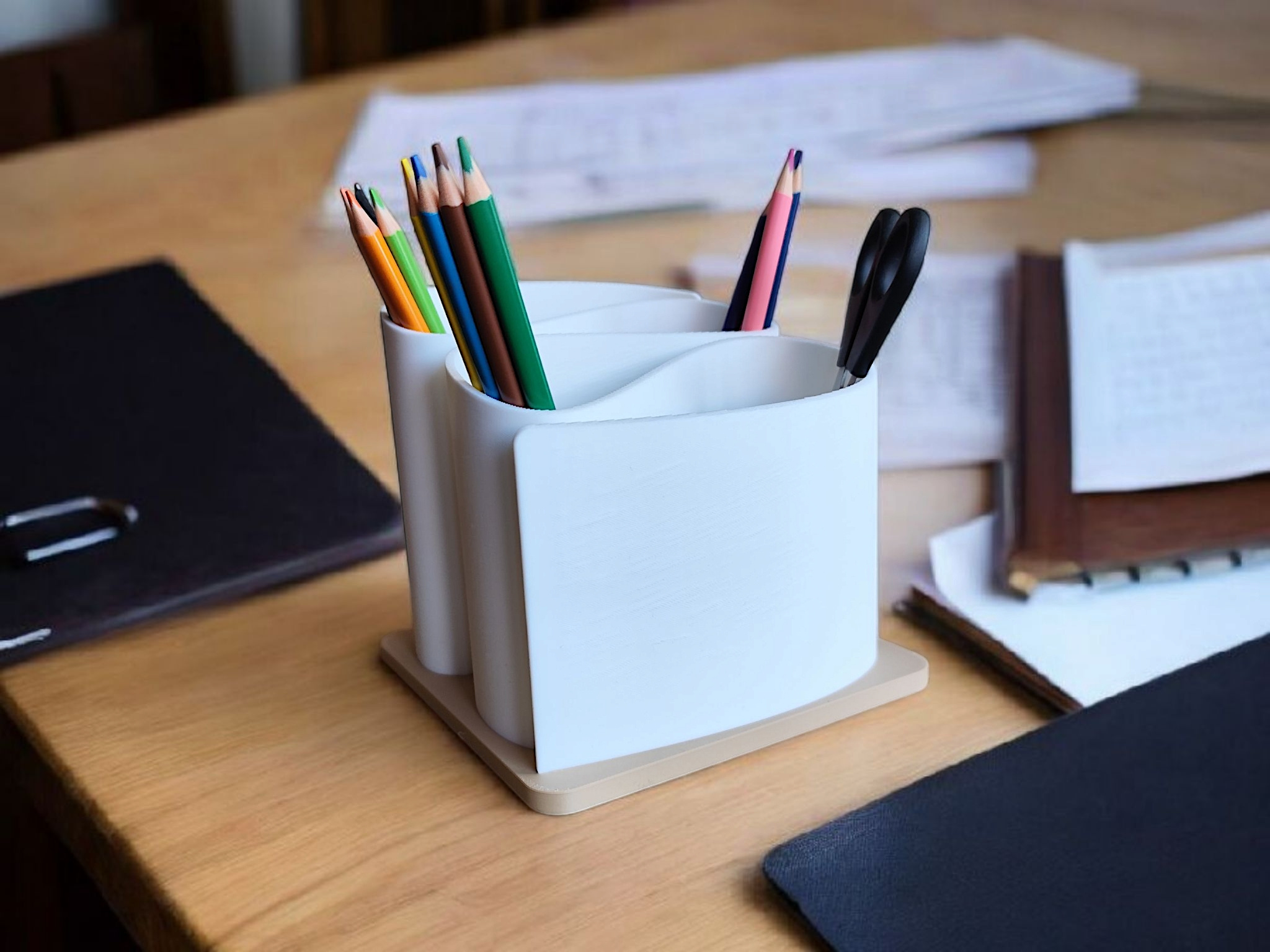 Modern Curved Office Organizer commercial STL file Desk Accessories by Deltaprints