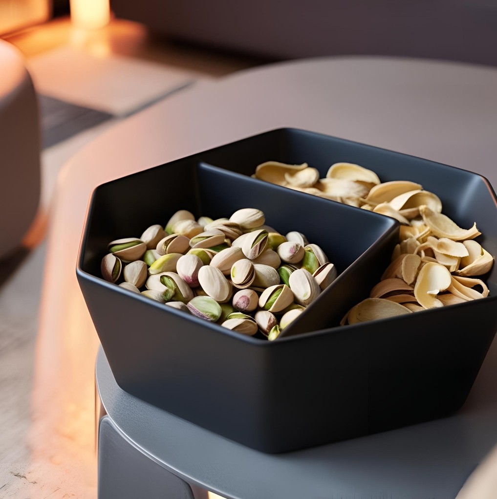 Pistachio Bowl With Two Compartments – commercial STL model for 3D printing by Deltaprints