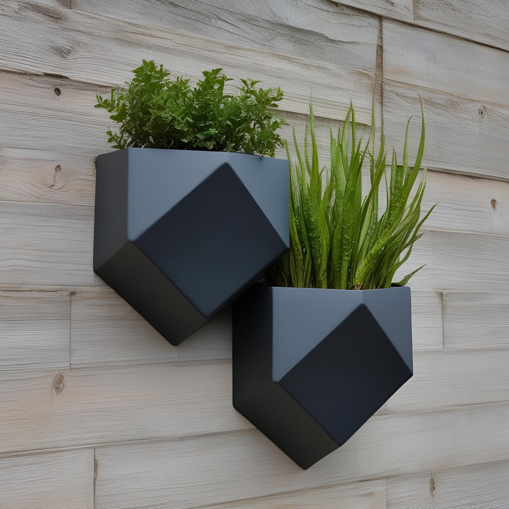 Wall Hanging Low Poly Planter – commercial STL model for 3D printing by Deltaprints