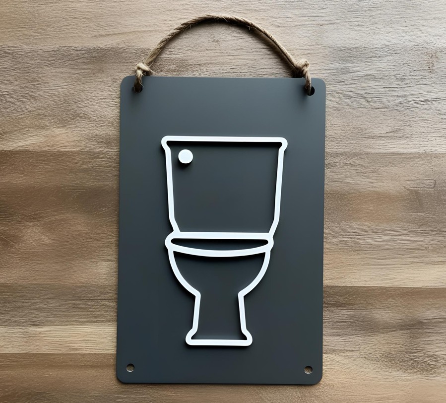 Modern Toilet Door Sign commercial STL file Bathroom Stuff by Deltaprints