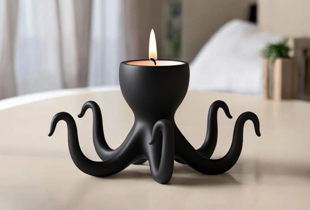 Minimalist Design Octopus Tealight Holder – commercial STL model for 3D printing by Deltaprints