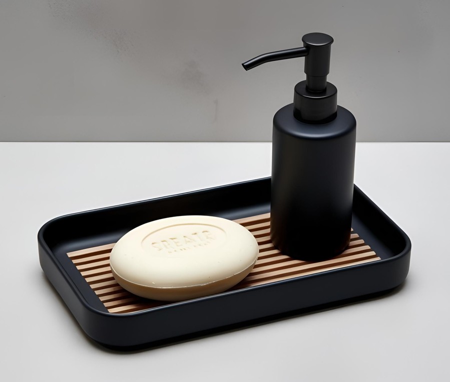 Modern Soap Dish with Drip Inlay – commercial STL model for 3D printing by Deltaprints