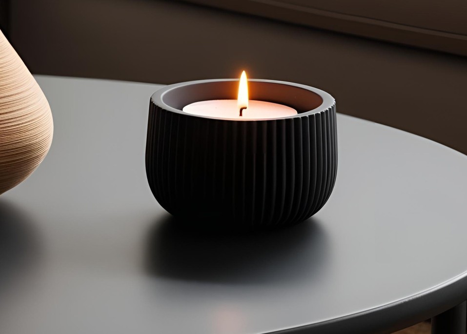 Modern Ribbed Tealight Holder – commercial STL model for 3D printing by Deltaprints