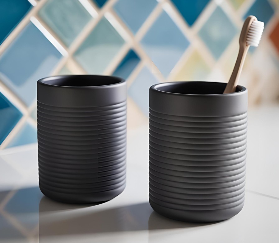 Modern Ribbed Toothbrush or Pencilholder – commercial STL model for 3D printing by Deltaprints