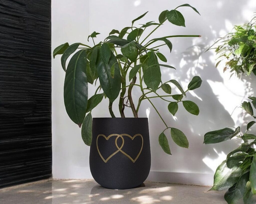 Modern rounded plantpot „Two Hearts“ – commercial STL model for 3D printing by Deltaprints