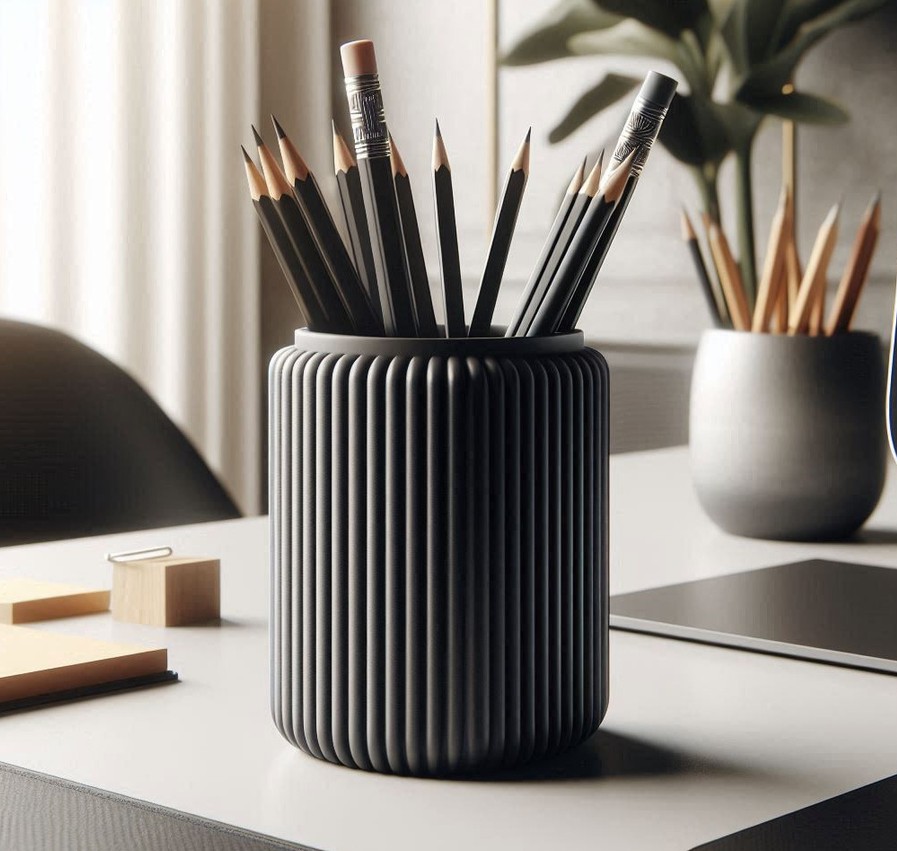 Modern Ribbed Pencil Holder, Toothbrush Holder commercial STL file Desk Accessories by Deltaprints